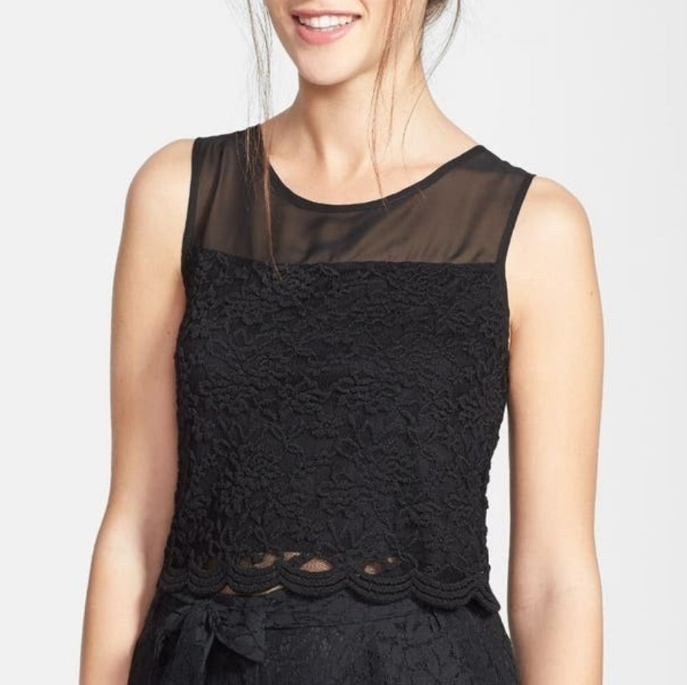 Soprano Illusion Yoke Lace Crop Tank - Nordstrom